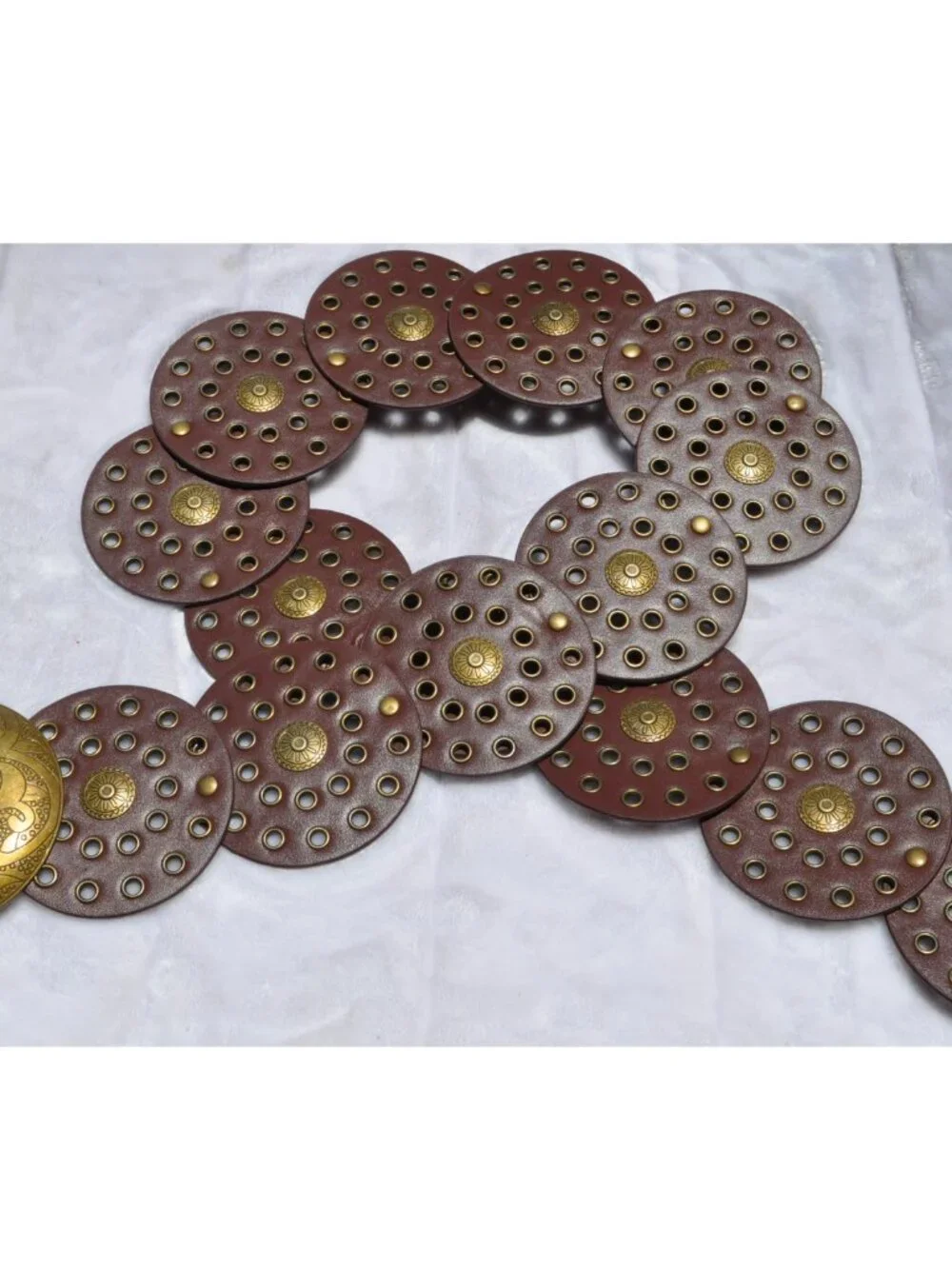 Women's Black Boho Concho faux leather belt featuring a western-style disc desig